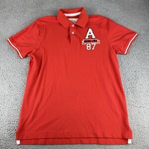 Aeropostale Mens‎ Polo Large Red Retro Y2K NYC Eighty Seven Aero Preppy